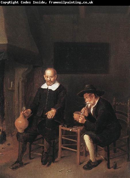 BREKELENKAM, Quiringh van Interior with Two Men by the Fireside f